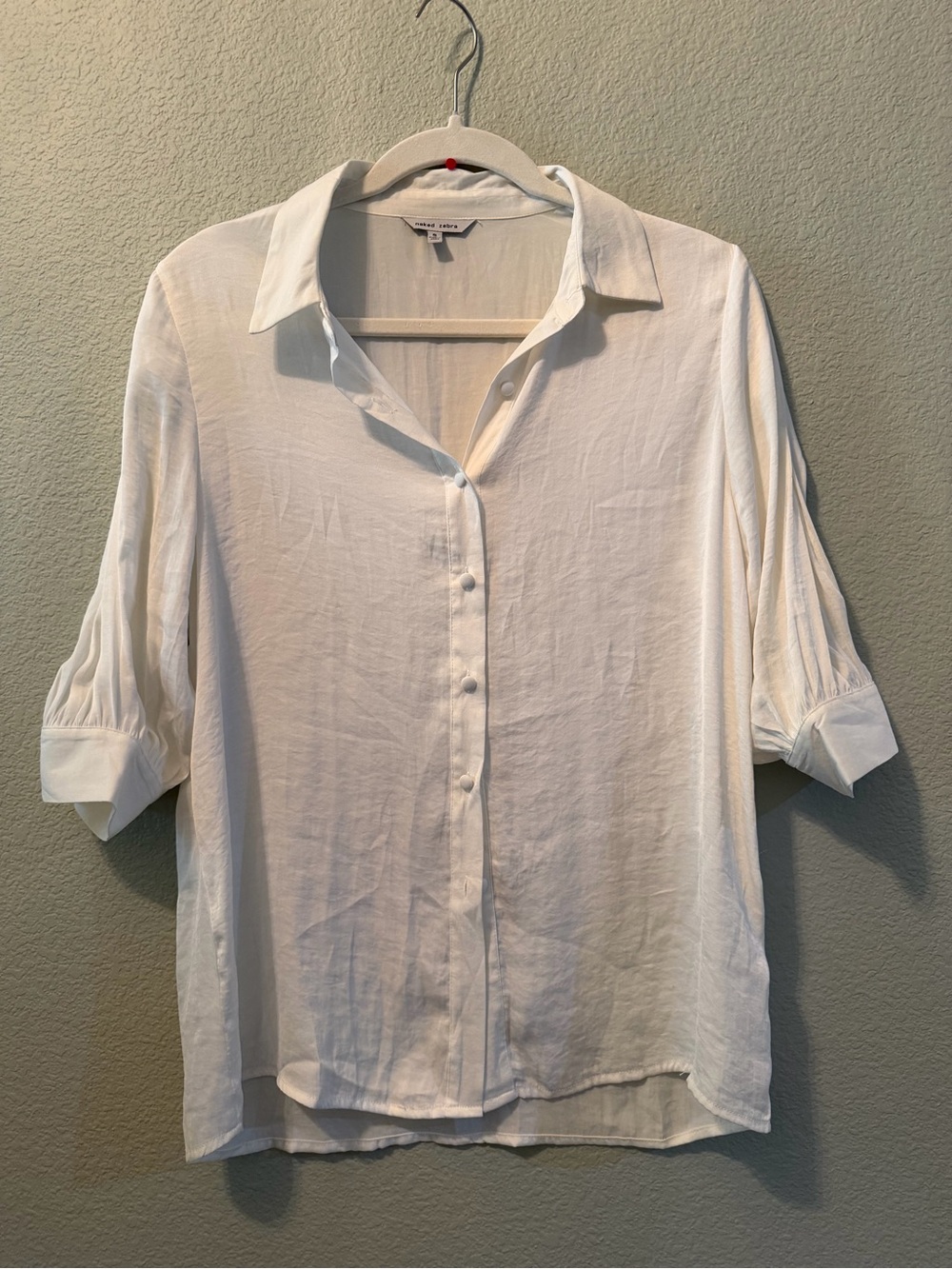 Naked Zebra White Button-Front Relaxed Blouse